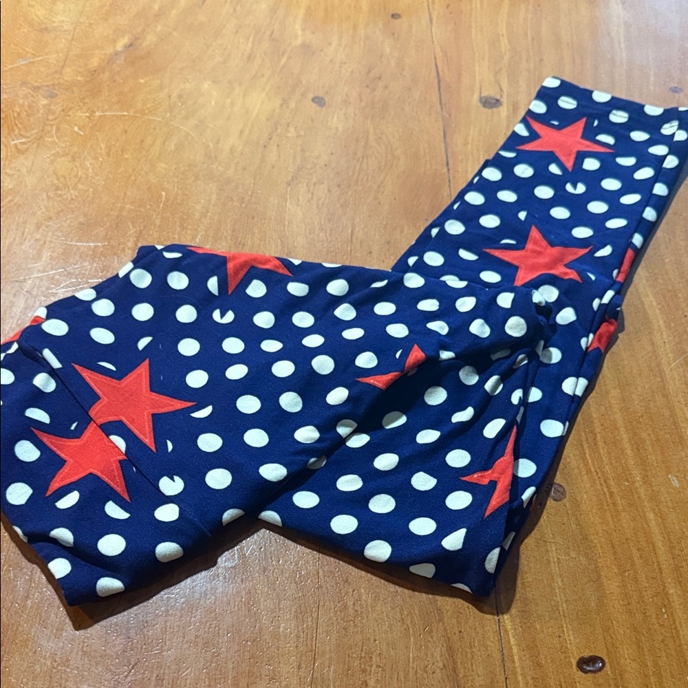 LuLaRoe Navy Polka Dot and Star Leggings